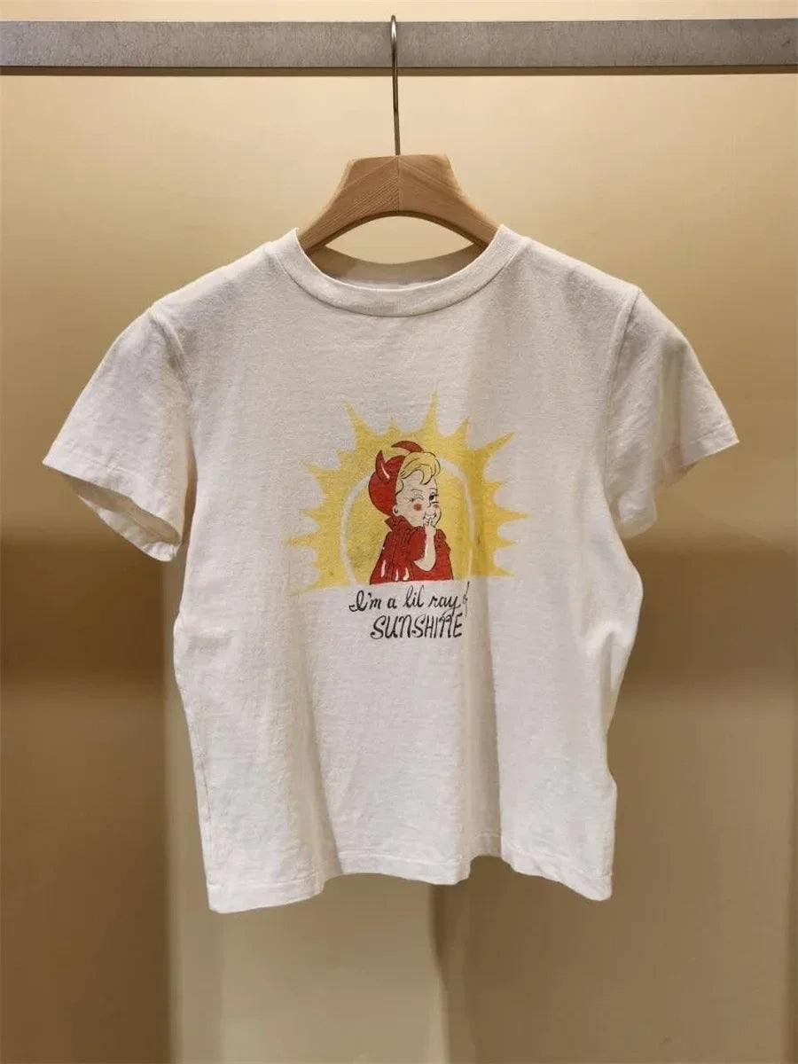 Summer New Women's Cute Patter Print T-Shirt Short Sleeve O-Neck Tee Top for Ladies
