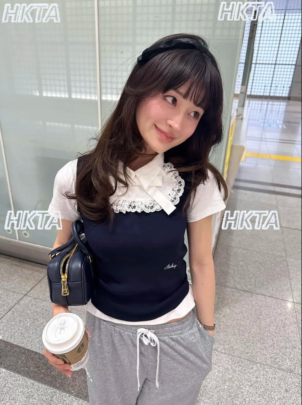 Japanese Style Lapel Lace Bows Short-sleeved T-shirt Elegant and Exquisite Slimming Look Black T Shirt for Women Summer Tshirt