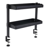 2-Tier Clip-on Desk Shelf Adjustable Storage Tray Space-saving Table Holder for Offices, Bedrooms, Living Rooms Black/White