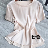 25MM Heavy plain crepe satin silk short-sleeved T-shirt 2021 summer new small loose 4XL solid color mulberry silk top shirt