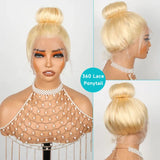 Bone Straight 360 Full Lace Wig Human Hair Brazilian 613 Honey Blonde
