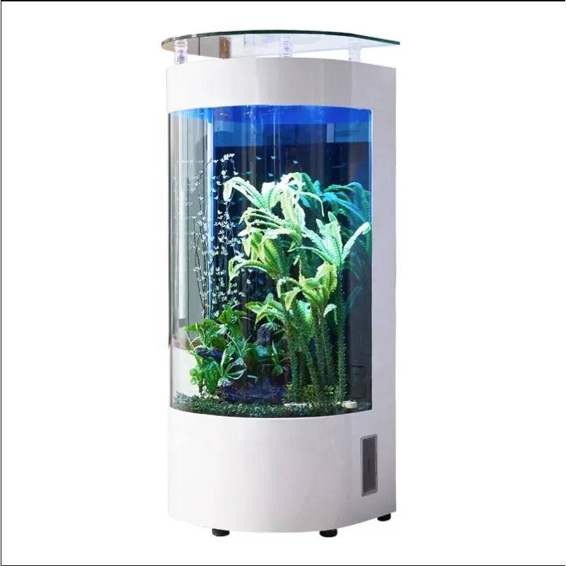 Living Room Small Household Semicircle Floor Glass Fish Globe Ecology Semicircle Fish Tank Home Office Decoration