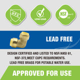 KING SMART 1/2" Push Fit Fitting Elbow; 20Pcs/Case; 80506