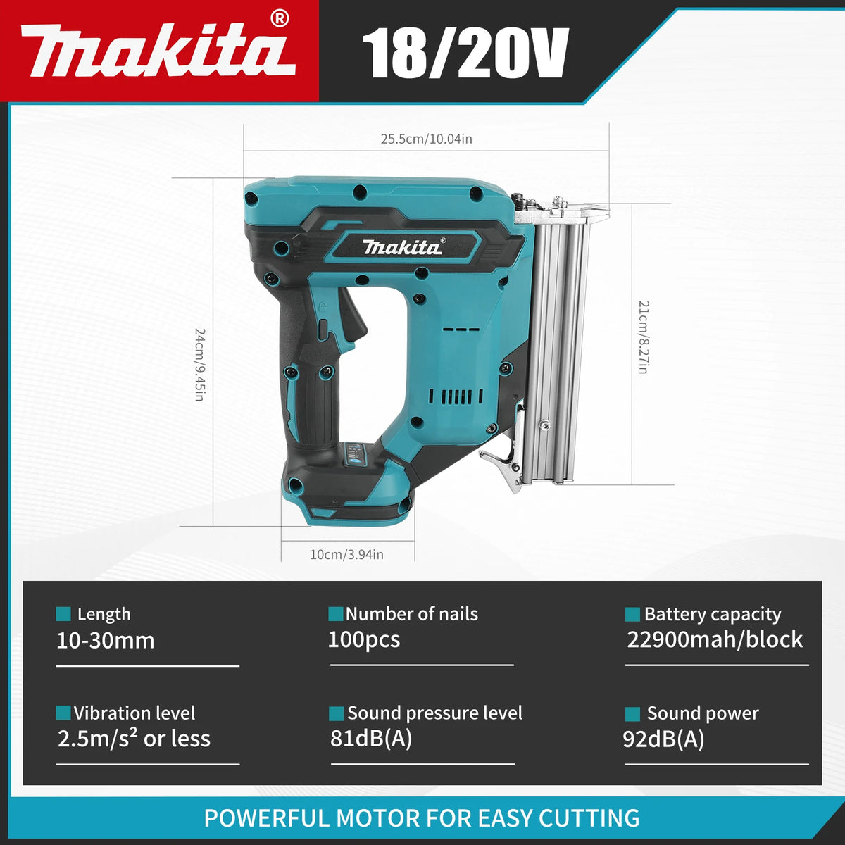 Makita Cordless Nail Gun:10-30mm Nails,2 in 1 Electric Stapler Gun Drives 2 Inches Nailer for Upholstery and Woodworking