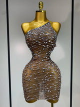 New Arrival Women 2025 Sexy Backless Hollow Out Diamond Evening Prom Gown Birthday Luxury Celebrate Stage Nightclub Outfit