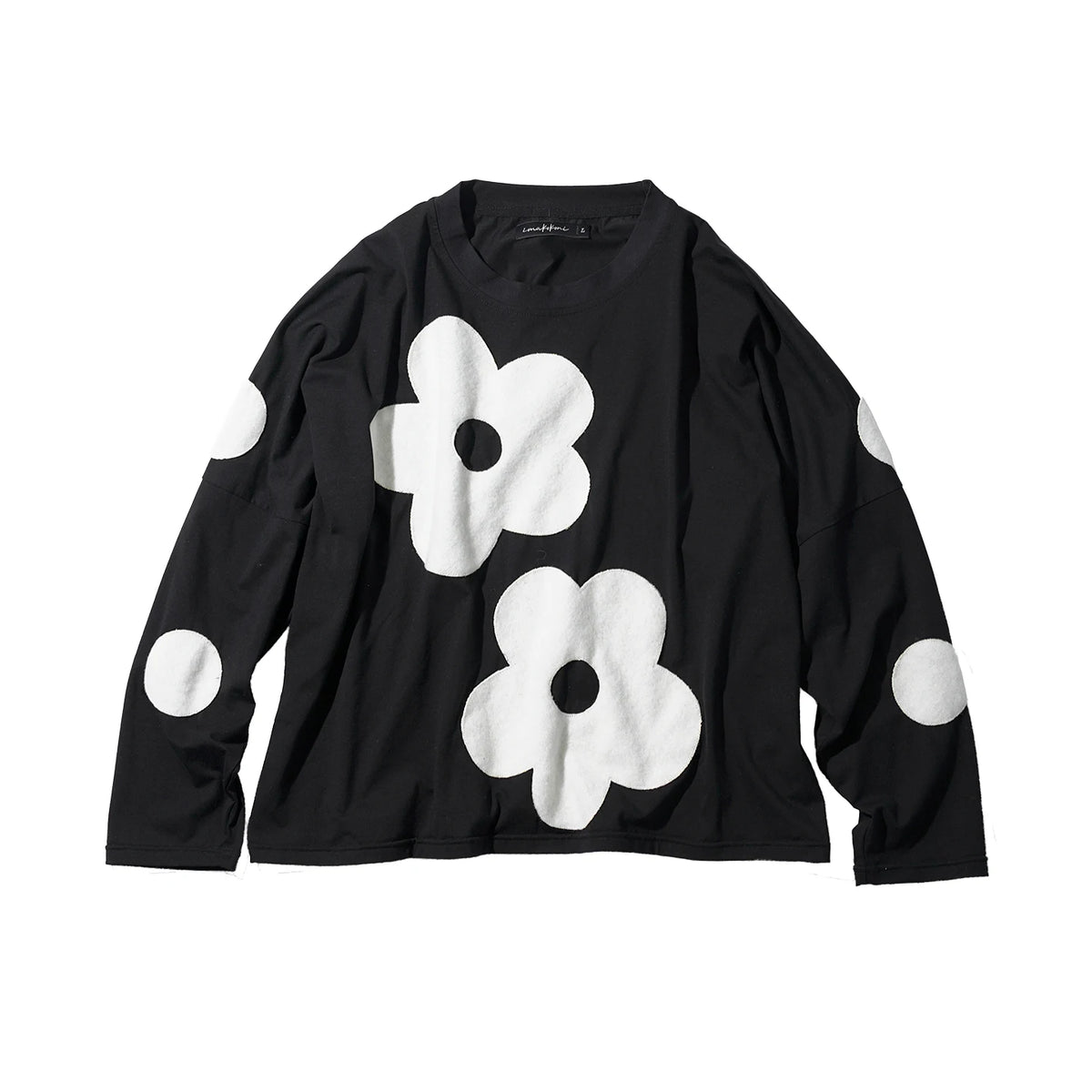 imakokoni original autumn loose white T-shirt women's artistic versatile plush flower casual long sleeved top
