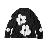 imakokoni original autumn loose white T-shirt women's artistic versatile plush flower casual long sleeved top