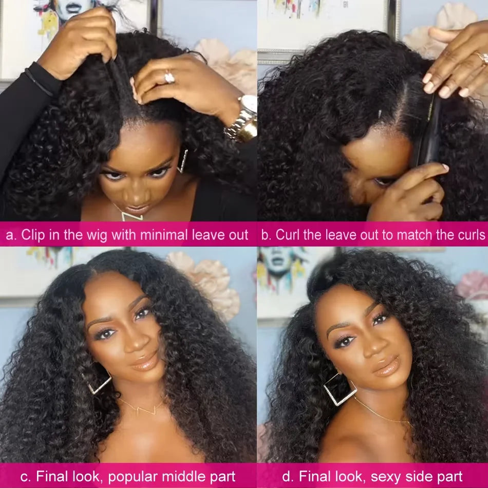 30 32 Inch Long Kinky Straight U Part Wigs Human Hair Wigs V Part Yaki
