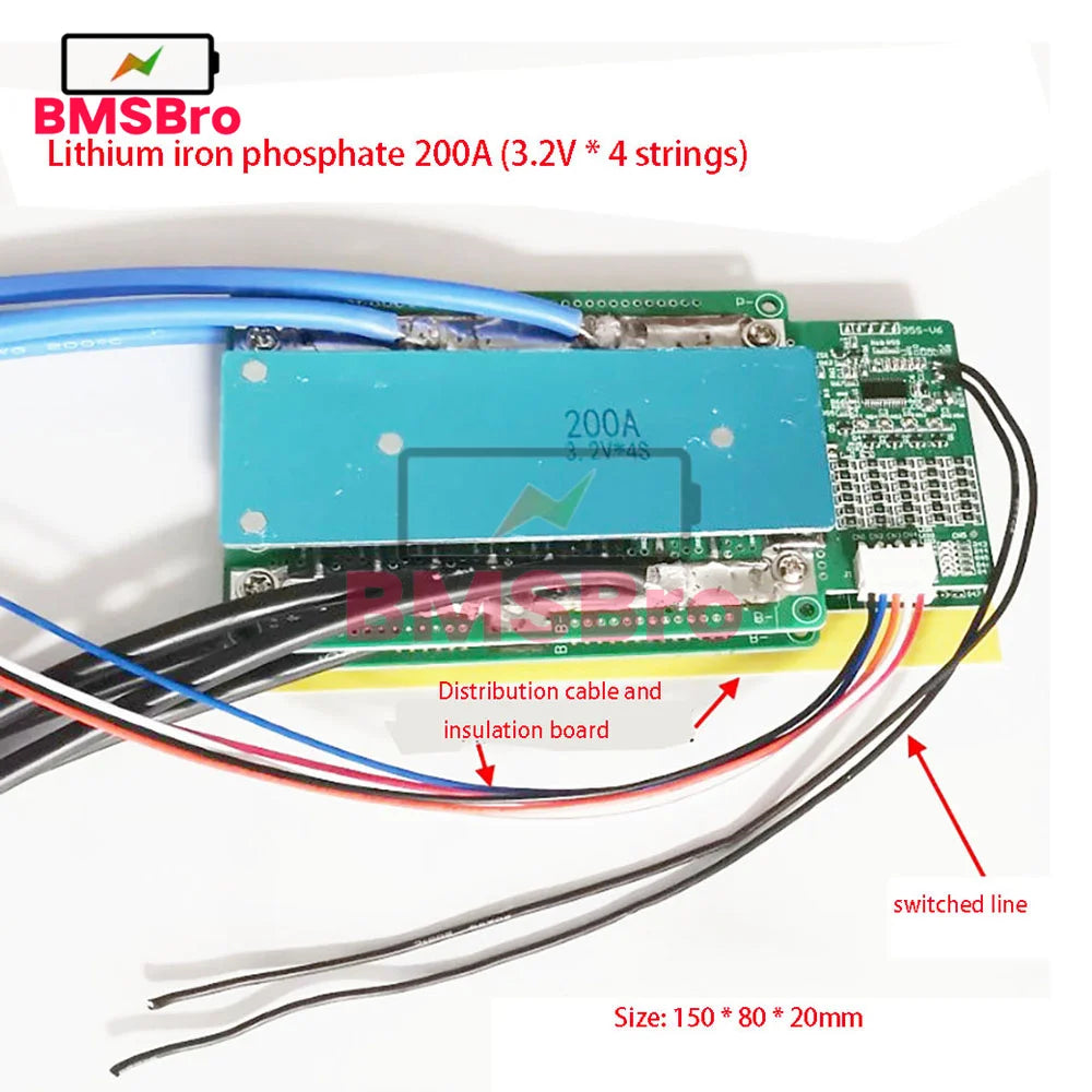 4S 12.8V 390A 300A 260A 200A 130A 100A BMS LFP Lifepo4 Lithium Battery Cells Charging Protection Board Car Start RV Inverter