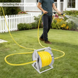 Heavy-Duty Water Hose Reel, Stable Garden Hose Storage Rack with Handle and Fittings for Home Garden, Yard, and Outdoor Cleaning