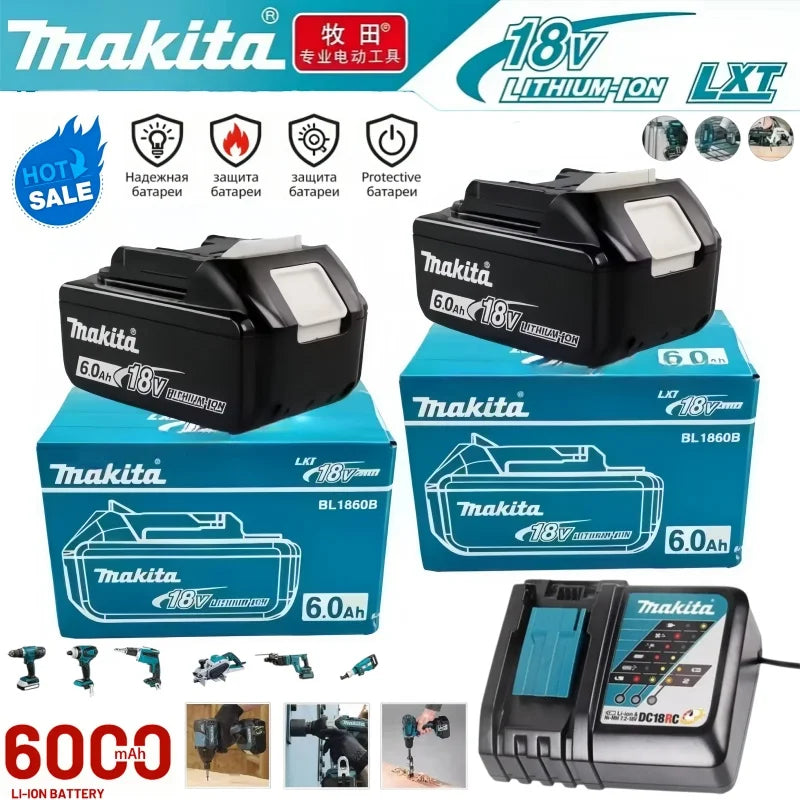 100% Original Style 18V 6.0Ah Rechargeable Battery Use Power Tool Battery Compatible With Makita BL1830 BL1860B Cordless Tools