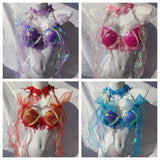 RM Handmade Mermaid Sequin Shell Bikini Top Bra Oceanarium Bar Table Performance Costume Fishtail Leather
