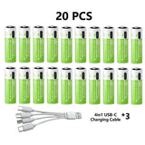 2025 Pro 1.5V AAA 6800mAh Rechargeable Battery, Type-C Fast Charging Li-ion Batteries, 2000 Cycles LED Indicator with Free Cable