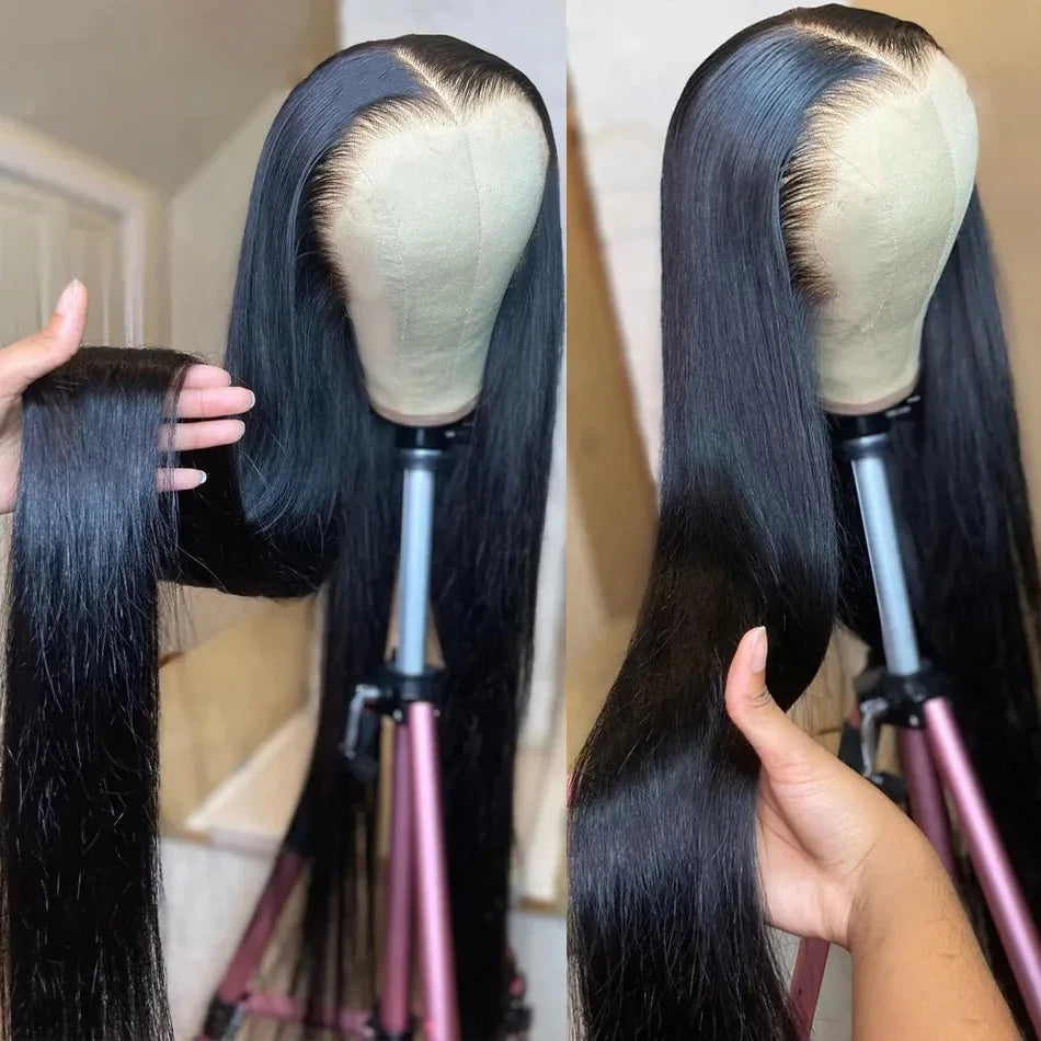 13x6 HD Transparent Bone Straight Lace Front Wig Brazilian Human Hair 30 40 Inch 200% Density 13x4 Lace Frontal Wigs Pre Plucked For Black Women 360 Lace Wig