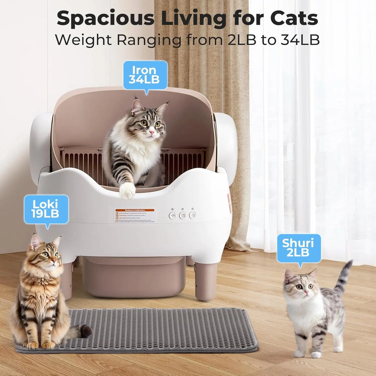 Automatic Smart Cat Litter Box Self Cleaning Pet Toilet APP Control Open Top Cat Litter Box Extra Large Space for Multiple Cats