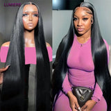 Bone Straight Human Hair Bundles with 13x4 HD Transparent Lace Frontal Closure And Bundle Real Virgin Hair Weave 3/4 Bundle Deal