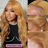 Body Wave Human Hair Wigs 27 Honey Blonde 13X6 Hd Lace Frontal Wig 13X4 Human Hair 250 Density Colored Preplucked Brazilian Wigs