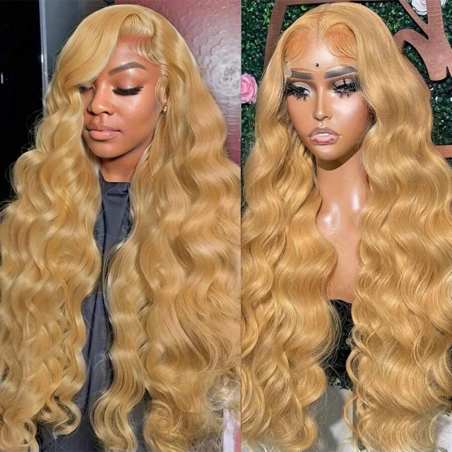 Body Wave 27 Honey Blonde Human Hair Wig 13x6 13x4 Transparent Lace Frontal Wig 220 Density Brazilian Loose Body Wave PrePlucked