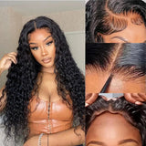 Curly Glueless Wigs Human Hair Ready to Wear Deep Wave Lace Front Wigs Wear And Go Pre Plucked Pre Cut 5x5 4x4 Lace Closure Wigs