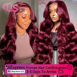 99j Burgundy 13x6 HD Lace Frontal Human Hair Wig 200 Density Body Wave 13x4 Lace Front Wigs Brazilian 100% Human Hair Wigs
