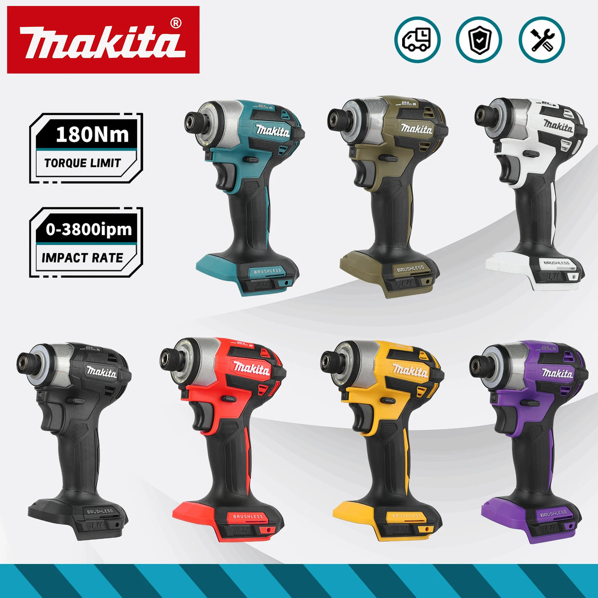 Makita 18V Cordless Impact Driver DTD173 Brushless 180Nm 3600rpm T-Mode for Wood Bolt Drilling Fastening Work