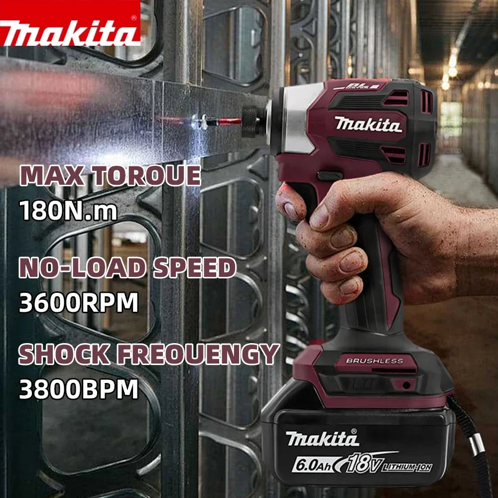 Makita DTD173 18V LXT Cordless Brushless Impact Driver 180 N·M Wood Bolt T-Mode Electric Drill Rechargeable Power Tools