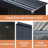 10 'x 10' outdoor storage shed, double door, garden metal shed, multifunctional, backyard, terrace lawn storage shed