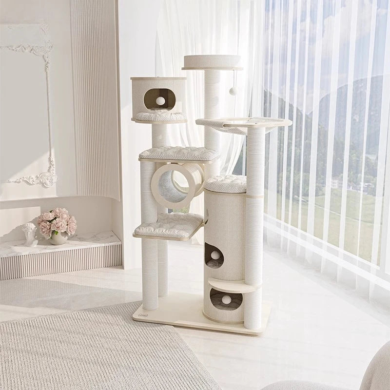 Cat climbing frame nest  tree integrated multi-layer solid wood cat frame cat bucket household large castle