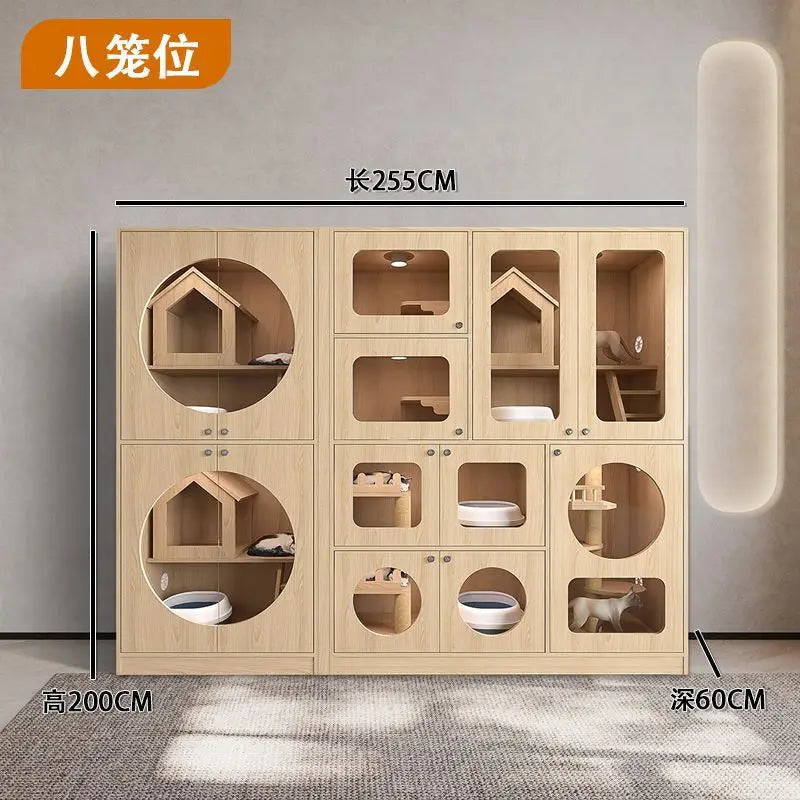 Cat villa cat house household solid wood interior cabinet house free space cat climbing frame integrated cage