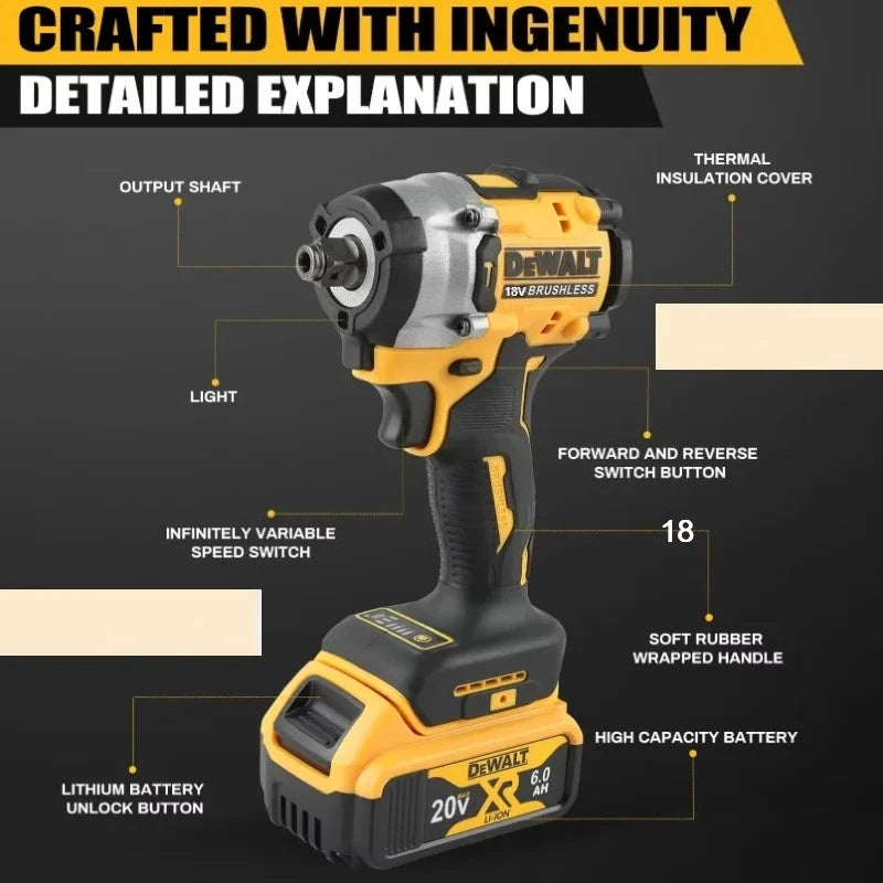 Dewalt  DCF921 Cordless Wrench  Atomic  Maximum 1/2 inch Cordless Impact Wrench Variable Speed Charging Wrench 18V20V Battery
