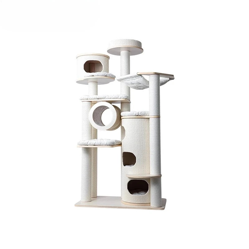 Cat climbing frame nest  tree integrated multi-layer solid wood cat frame cat bucket household large castle
