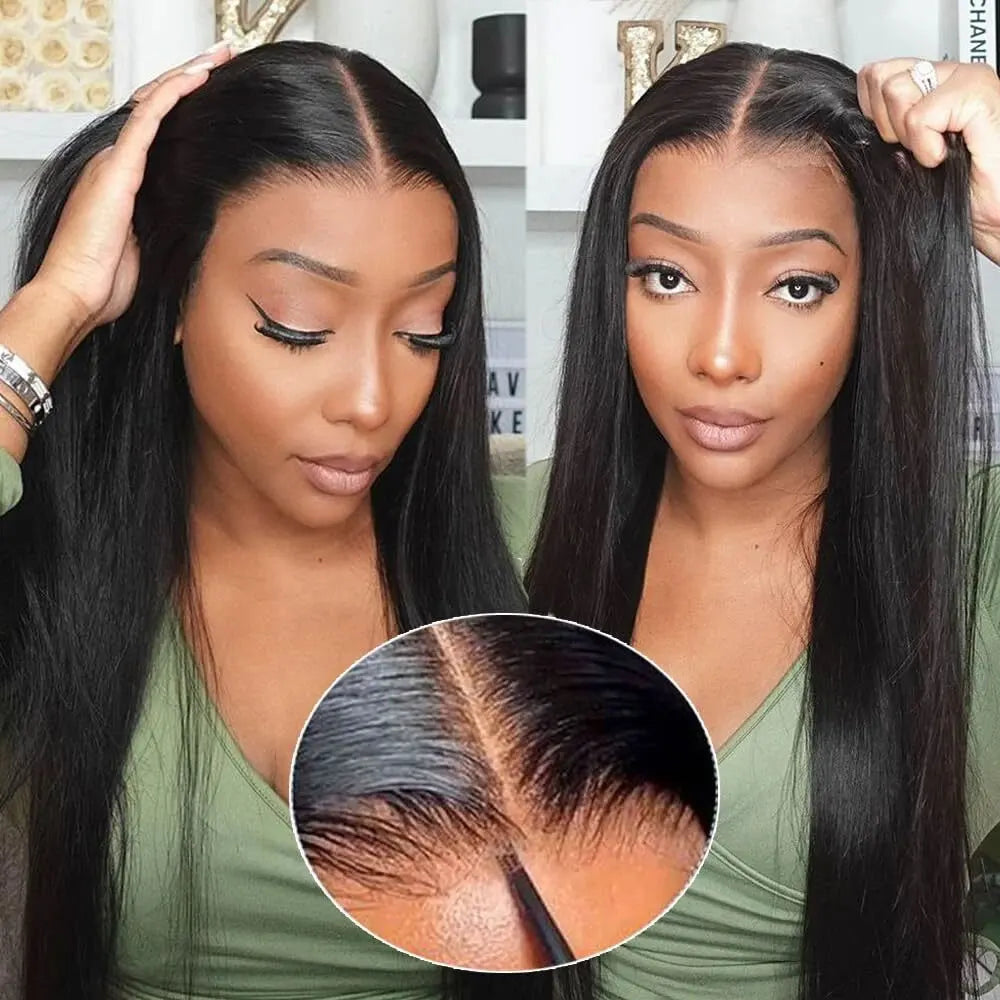 5x5 Glueless Wig 34 Inch 250 Density Bone Straight 13x6 13x4 HD Transparent Lace Frontal Wig Brazilian For Women