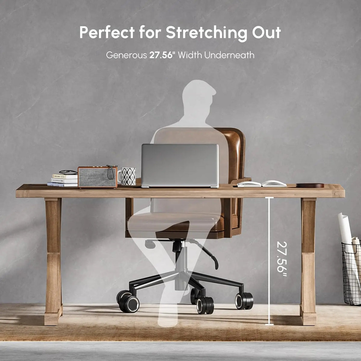 70.9" Solid Wood Executive Desk, Rustic Farmhouse Home Office Desk with X-Trestle Base, Large Writing & Computer, Customized
