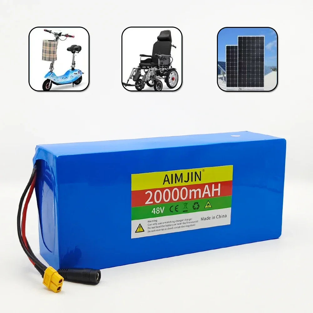13S5P Battery Pack 48V battery 20Ah 18650 Lithium Suitable for scooters, mountain bikes ，with BMS