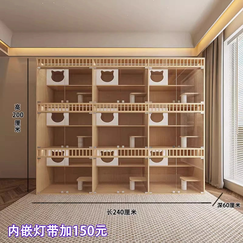 Cat villa solid wood pet store display cabinet house luxury foster breeding cat delivery room cattery custom
