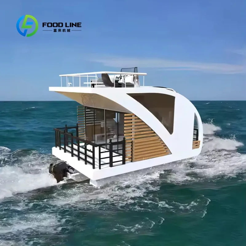 Customized Luxury Floating Home Pontoon Boat Prefab Water Mobile Hotel Offshore House Boat for Leisure and Vacation