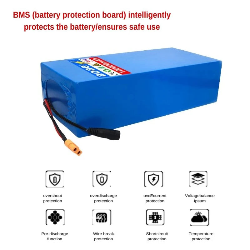 100%18650Original 48V 100Ah 13s6p Lithium Battery Pack 48v1500W Citycoco Motorized Scooter Batteries Built in 30A BMS