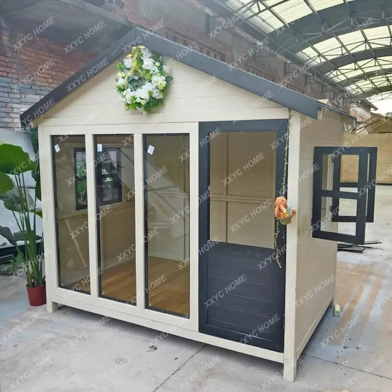 TT Outdoor courtyard cat house kennel pet large dog house cat villa outdoor rain and sun protection solid wood cat house