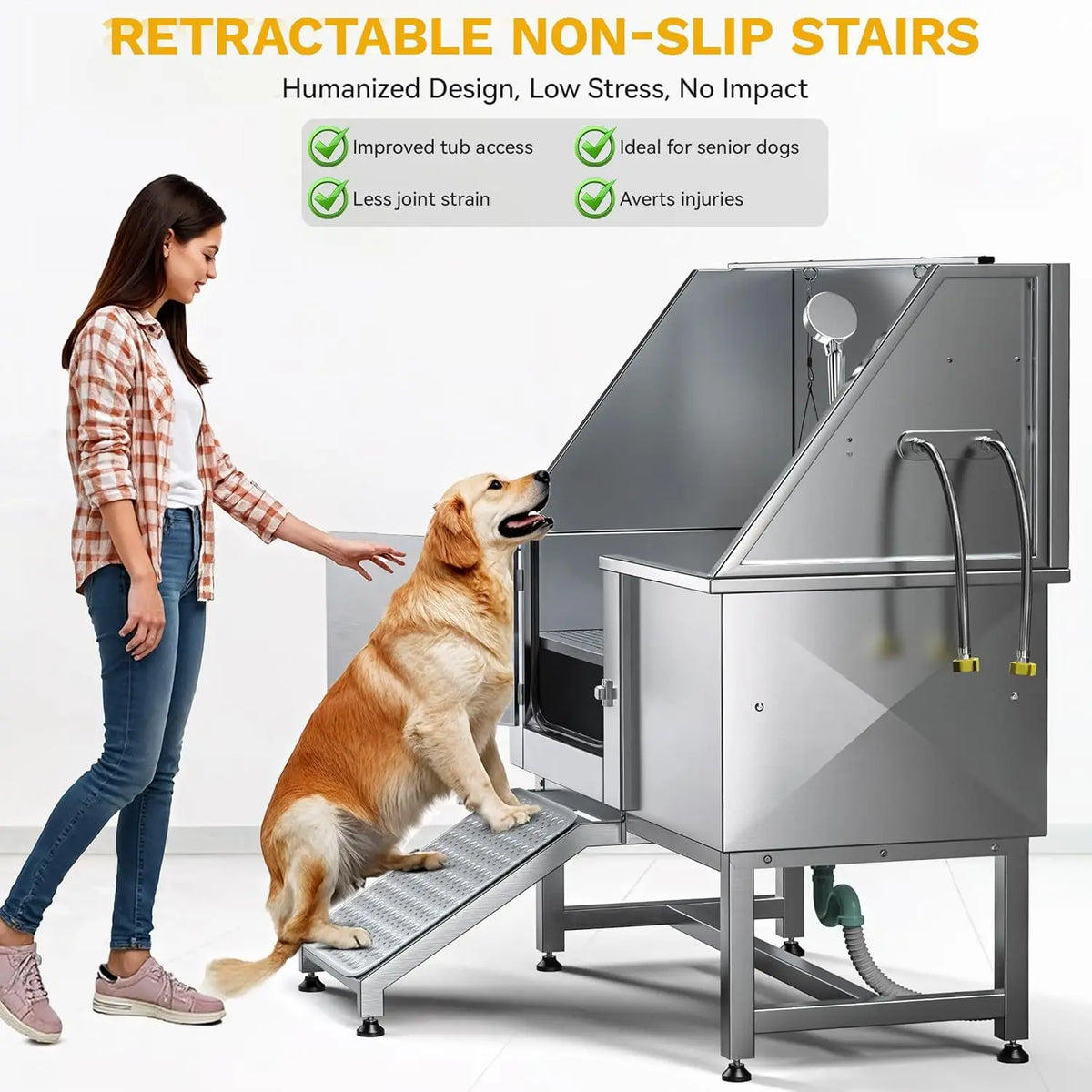 Pet stainless steel bath bath bath pet store large dog special bathtub durable non-slip