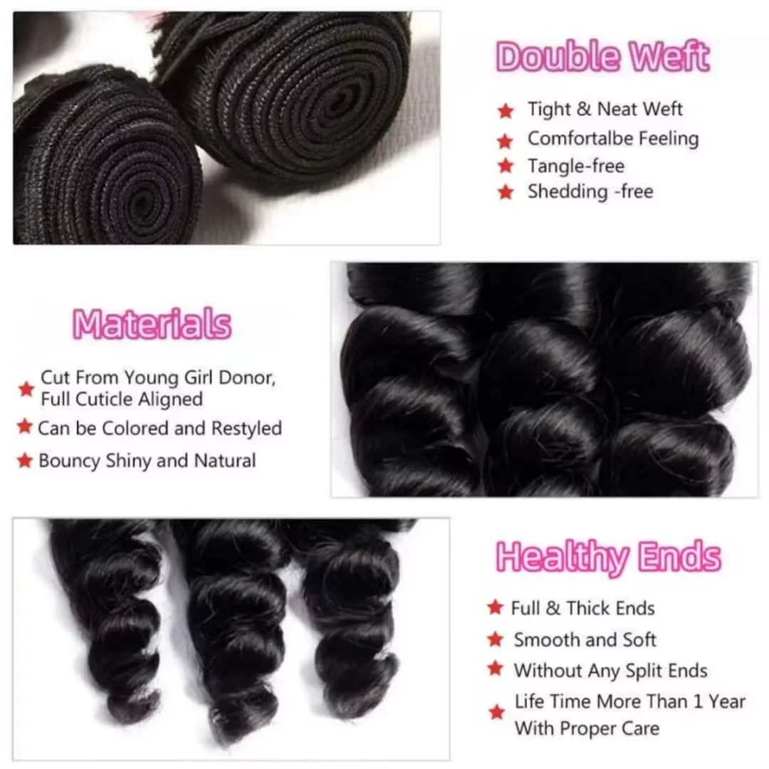 Raw Peruvian Human Hair Bundles Loose Wave 3 4 Bundle 28 30 Inch Virgin Remy Hair Extensions For Women Sew In Quick Weave Bundle