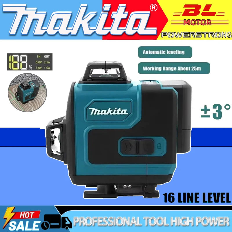 Makita  360 Horizontal Vertical 16-Line Cross Level High-Precision Portable Tool High-Precision Green Light Laser  Wall-Mounted
