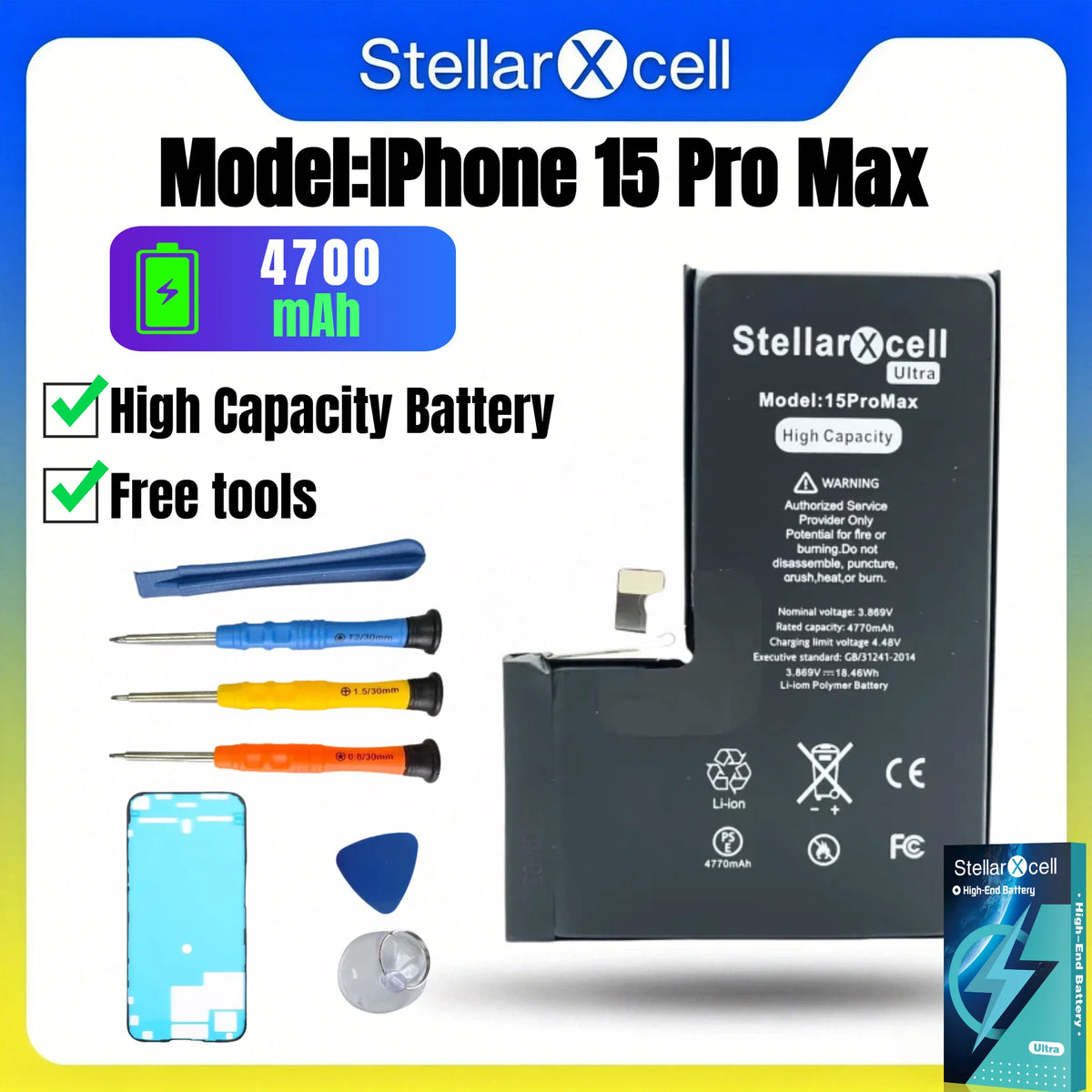 High Cpacity Cell + 7037 TI Ultra Battery Replacement for iPhone StellarXcell11 13mini 15 IP14 Pro Max 12 16 16pro 16promax