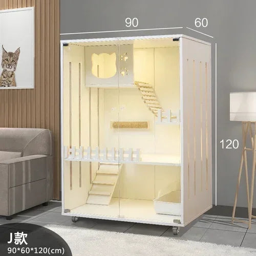 Solid Wood Cages Super Large Cat Villa Double-storey Cat Cage House Home Luxury Nest Cat Cabinet Indoor Pet  House