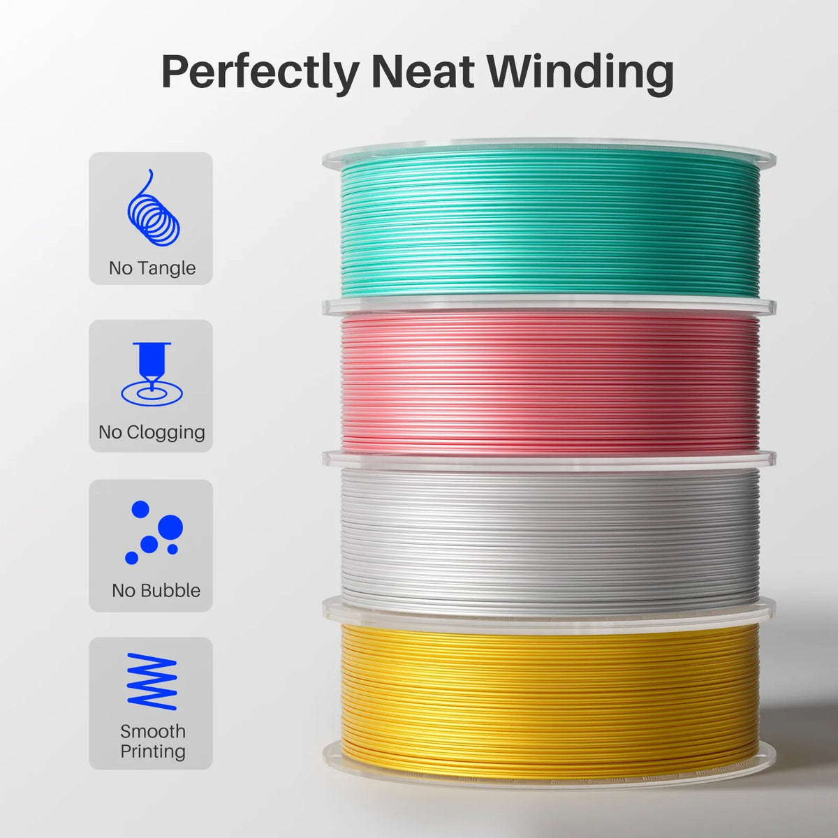 ELEGOO 5KG/10KG 1.75mm Silk PLA Filament,3D Printer Filament 1kg Gold Silver Fits for Most FDM 3D Printers
