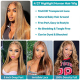 P4/27 Highlight Wig Human Hair 13x6 Bone Straight Lace Front Wigs Ombre