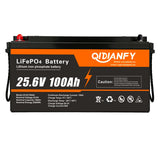 Qidianfy 24V 100Ah LiFePO4 Battery Built-in 100A BMS 2560Wh Deep Cycles Rechargeable Lithium Battery for RV Camping Home Backup Power Solar Off-Grid