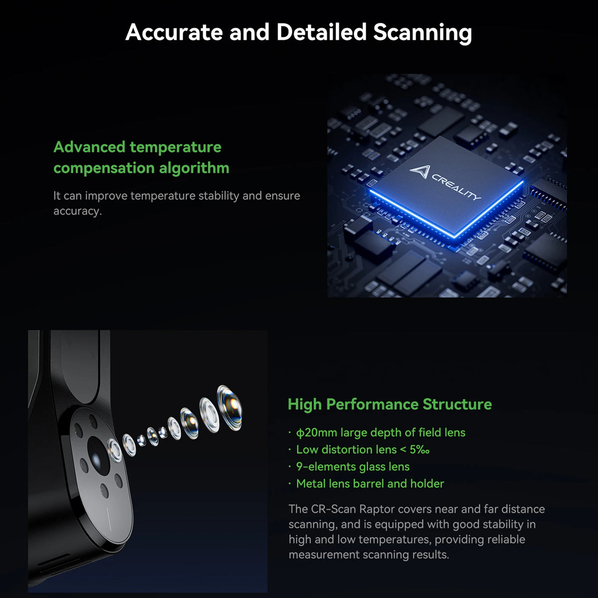 Creality 3D CR-Scan Raptor Multiple-line Blue & NIR Consumer 3D Scanner for 3D Printing Reverse Engineering Handheld Scanner