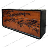 D14 Medieval ink bamboo solid wood bucket cabinet, living room storage, bedroom decorative storage cabinet