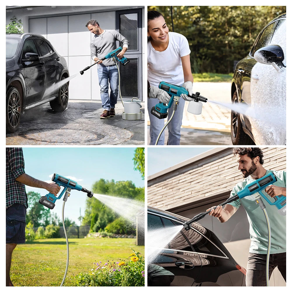 250Bar Brushless Electric High Pressure Car Washer Gun 6-in-1 4 Gears Car Washing Garden Water Spray Gun for Makita 18V Battery