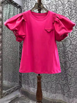 Vintage Simple Tshirts for Women Summer T-shirts Puff Sleeve O-neck Tees All Match Tops Fashion Sweet White Tees 2026 Ropa Mujer